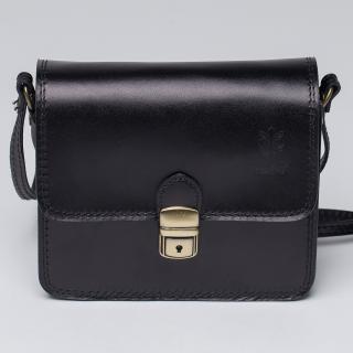 Geanta crossbody neagra din piele naturala, tip postas