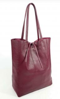 Geanta shopper bordo din piele naturala