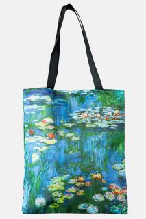 Geanta shopper din material textil, cu imprimeu inspirat dintr-o pictura cu    Nuferii   de Claude Monet