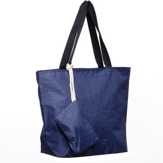 Geanta shopper multifunctionala medie din material textil panzat, bleumarin