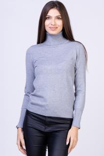 Helanca pulover cu guler inalt, cu cashmere, gri