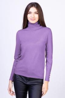 Helanca pulover cu guler inalt, cu cashmere, lila