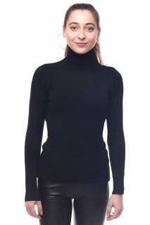 Helanca pulover cu guler inalt, cu cashmere, neagra