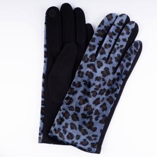 Manusi bleumarin textil cu imitatie animal print cu aspect catifelat