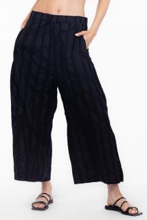 Pantaloni de vara din bumbac creponat, stil japonez, negri