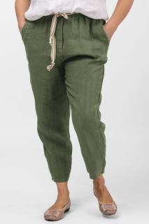 Pantaloni kaki din in, pana, cu snur alb