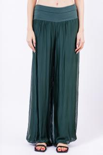Pantaloni verde inchis din matase naturala, tip salvari