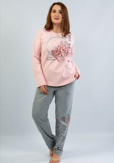 Pijama groasa din bumbac doua piese cu imprimeu floral