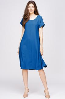 Rochie  A line  din in mercerizat albastra