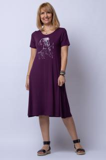 Rochie  A line  midi, bordo din tricot cu imprimeu chip de fata