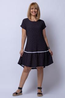 Rochie  A line  midi, cu imprimeu bulinute albe all over