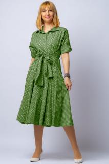 Rochie camasa verde oliv cu bulinute, din tesatura fina de bumbac