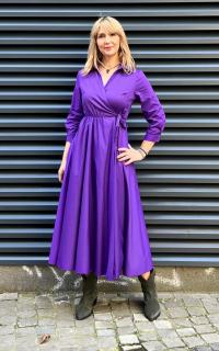Rochie clos, petrecuta, din poplin de bumbac, mov