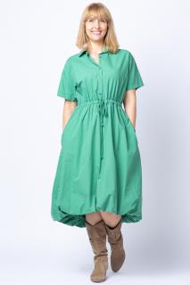 Rochie gogosar verde, cu guler camasa, din bumbac