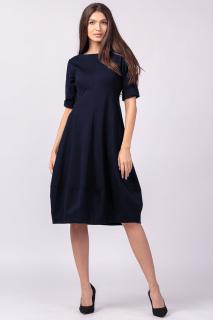 Rochie lalea cambrata din jerseu de bumbac, bleumarin