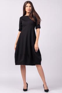 Rochie lalea cambrata din jerseu punto milano, neagra