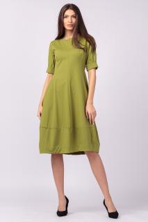 Rochie lalea cambrata din jerseu punto milano, verde olive