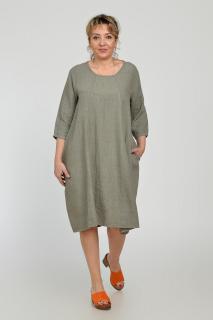 Rochie lalea din in, masura mare, bej inchis