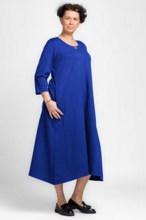 Rochie lunga A-line albastru electric, din tricot de bumbac