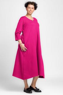 Rochie lunga A-line din jerseu punto milano, fucsia