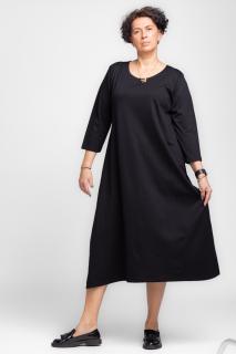 Rochie lunga A-line din jerseu punto milano, neagra