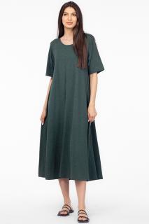 Rochie lunga A-line verde, din tricot de bumbac