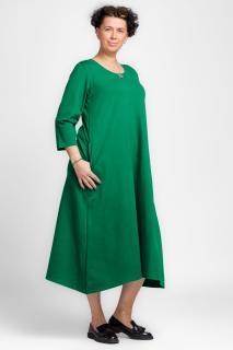 Rochie lunga A-line verde smarald, din tricot de bumbac