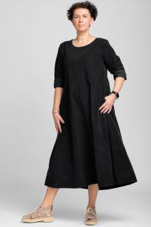 Rochie lunga din catifea reiata, A-line, negru