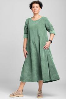 Rochie lunga din catifea reiata, A-line, verde pastel