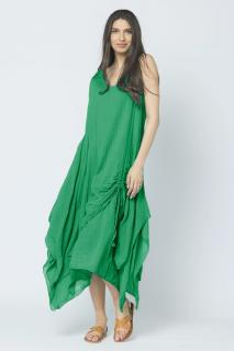 Rochie lunga in colturi, din batist de bumbac, verde