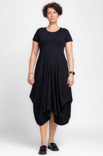 Rochie lunga in colturi, din tricot de bumbac, neagra