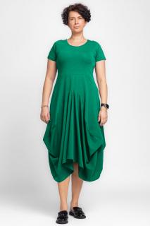 Rochie lunga in colturi, din tricot de bumbac, verde smarald