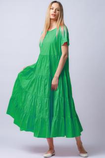 Rochie lunga verde cu patru volane