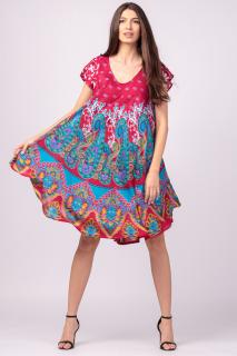 Rochie midi A-line cu imprimeu paisley, pe fond fucsia