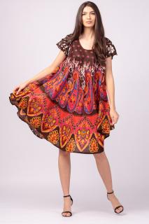 Rochie midi A-line cu imprimeu paisley, pe fond maro