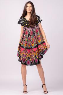 Rochie midi A-line cu imprimeu paisley, pe fond negru