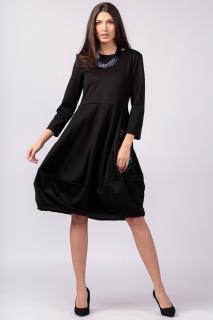 Rochie neagra, lalea, din bumbac