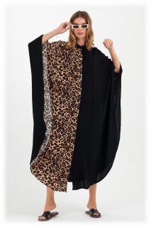 Rochie oversize animal print-negru, din vascoza