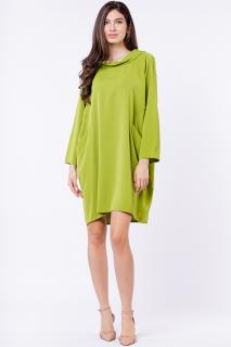 Rochie scurta verde deschis cu guler intors si buzunare