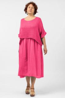 Rochie suprapusa cu bluza plasa, din bumbac, fucsia