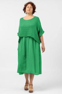 Rochie suprapusa cu bluza plasa, din bumbac, verde intens