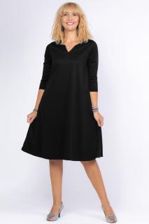 Rochie uni neagra  A line  midi, cu decolteu traditional