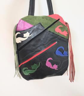 Rucsac handmade multicolor cu pisicute,unicat