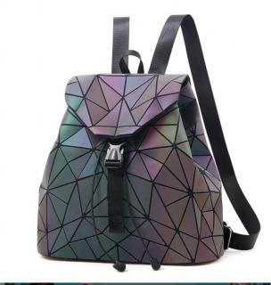 Rucsac reflectorizant 3D cu elemente geometrice triunghiulare, cameleon