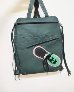 Rucsac Sporty verde ,handmade, cu adidas