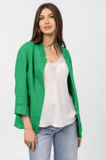 Sacou trendy din in, fara nasturi, verde