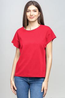 Tricou cu maneca cazuta din bumbac fucsia inchis