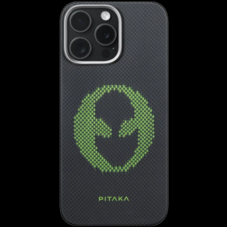 Husa MagEZ 5 Pitaka Alien Luminoasa, Aramida 600D iPhone 16 Pro Max, Negru Gri, MagSafe, Ultra Slim