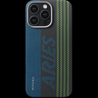 Husa MagEZ 5 Pitaka Aries Luminoasa, Aramida 600D iPhone 16 Pro Max, Negru Gri, MagSafe, Ultra Slim