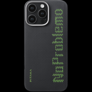 Husa MagEZ 5 Pitaka NoProblemo Luminoasa, Aramida 600D iPhone 16 Pro Max, Negru Gri, MagSafe, Ultra Slim
